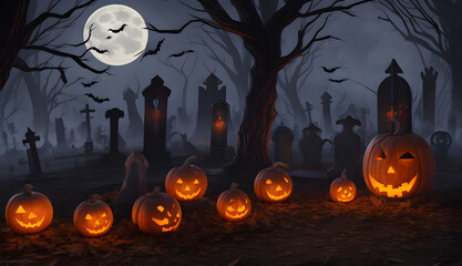 Halloween Background with Pumpkin