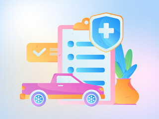 Buy insurance for car flat character vector concept operation illustration
