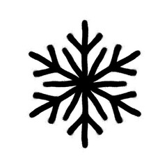 Sprayed snowflakes with overspray in black over white. Vector illustration.