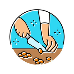 knife skills restaurant chef color icon vector. knife skills restaurant chef sign. isolated symbol illustration