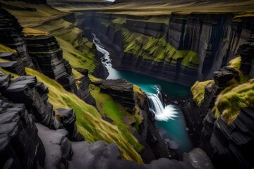*breathtaking view of studlagil basalt canyon, iceland, europe.