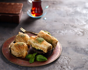 traditional oriental sweets baklava Turkish delight