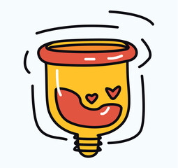 Menstruation element of colorful set. This image cleverly incorporate a cup as a symbolic element to artistically convey the theme while maintaining a colorful aesthetic. Vector illustration.