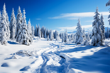 Winter snow landscapes. AI generativ.