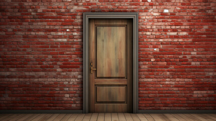 Fototapeta na wymiar Open door entry blocked with brick wall