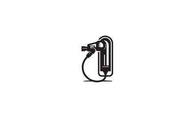 electric vehicle charging Pump black Vector Icon on white background 