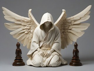 "Winged Statue Beauty - Ethereal Sculpture with Angelic Grace"