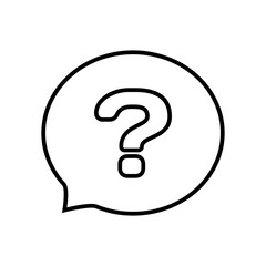 Question icon. Outline, message bubble, question mark, question mark inside a message bubble. Vector icon