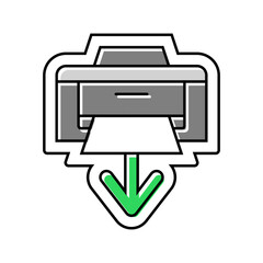 printer loading document color icon vector. printer loading document sign. isolated symbol illustration