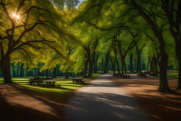 tranquil panoramic scenery in a beautiful park