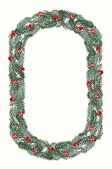 christmas wreath isolated Hand drawn illustration