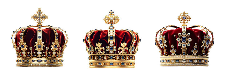Royal crown on transparent background or PNG file made with Ai generative technology