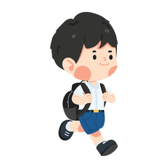 Kid boy student with backpack vector