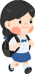 Kid Girl student with backpack vector
