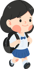 Kid Girl student with backpack vector