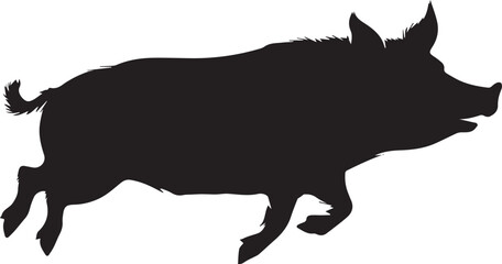 Vector Pig silhouette  isolated on white background