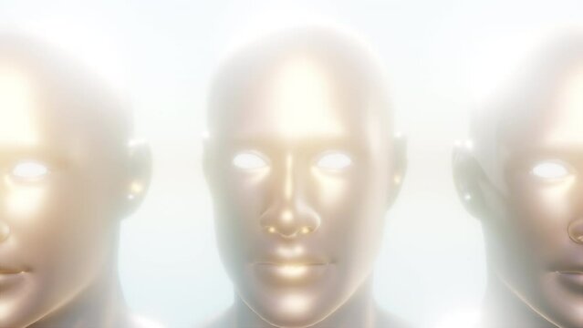 Futuristic human head with lights. Computer generated 3d render