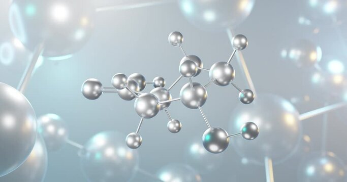 Hydroxyproline rotating 3d molecule, molecular structure of amino acid, seamless video