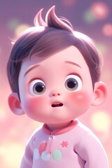 Fototapeta premium 3D child illustration, healthy and cute baby childhood life scene concept illustration