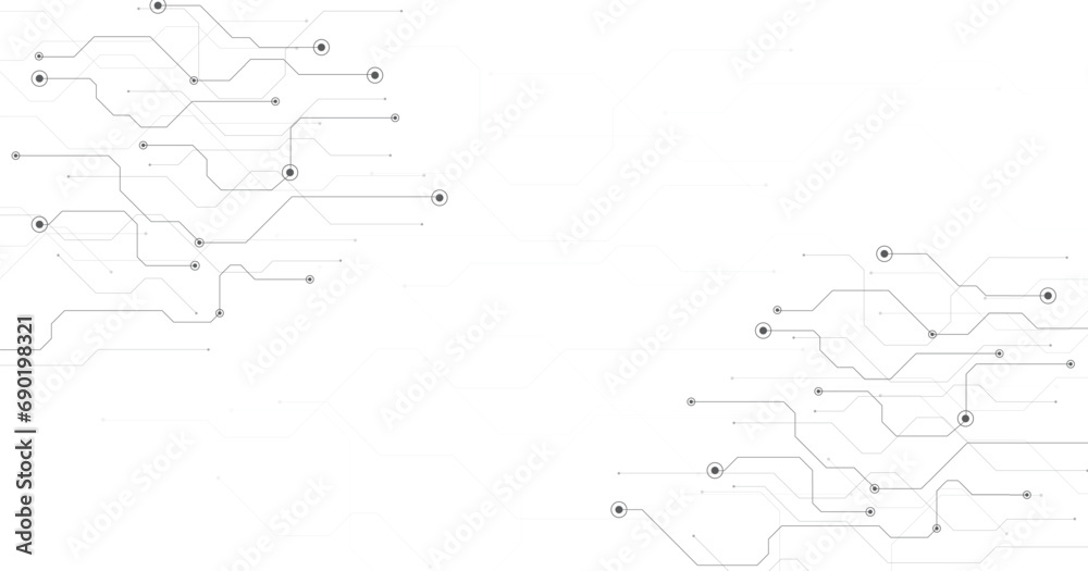 Poster Technology black circuit diagram concept. High-tech circuit board connection system.Vector abstract technology on a white background.