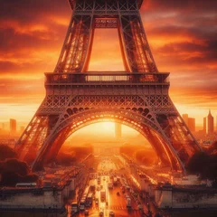 Photo sur Aluminium Tour Eiffel eiffel tower at sunset