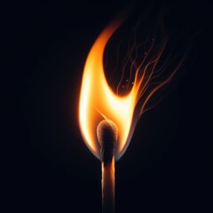 fire flames with glowing particles isolated on black background
