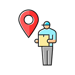 courier map location color icon vector. courier map location sign. isolated symbol illustration