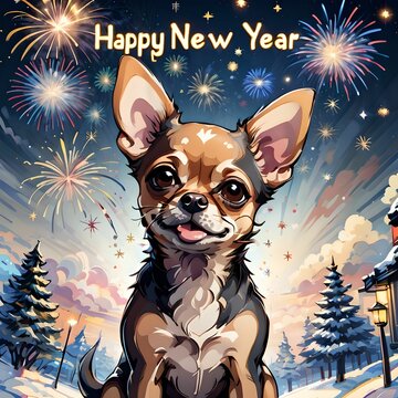 a chihuahua wishing a happy new year