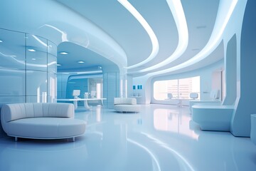 Future hospital concept illustration, medical healthcare scene background