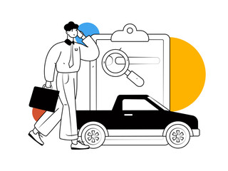 Buy insurance for car flat character vector concept operation illustration
