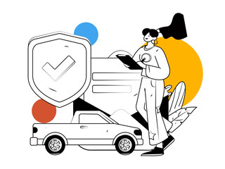 Buy insurance for car flat character vector concept operation illustration
