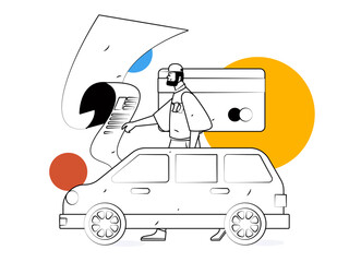 Buy insurance for car flat character vector concept operation illustration
