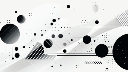 Playful background with wavy shapes, circle, lines. Bauhaus style