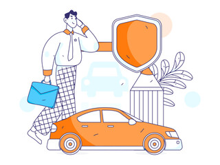 Buy insurance for car flat character vector concept operation illustration

