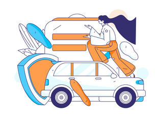 Buy insurance for car flat character vector concept operation illustration
