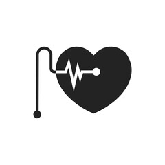 Isolated pictogram icon pacemaker sign for do not use pacemaker in red crossed out round sign with pulse heart beat