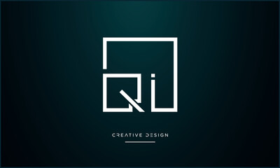 QI or IQ Alphabet letters icon logo 