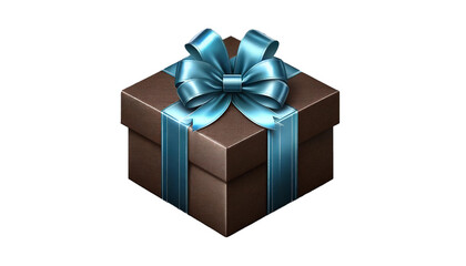 Elegant Brown Gift Box with Blue Ribbon