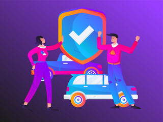 Buy insurance for car flat character vector concept operation illustration
