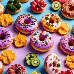 Fototapeta na wymiar Colorful donut with vegetables