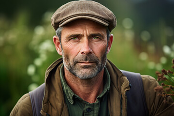 Obraz premium Greenhouse owner entrepreneur standing next to healthy garden harvest Generative AI