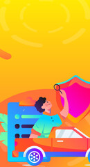 Buy insurance for car flat character vector concept operation illustration
