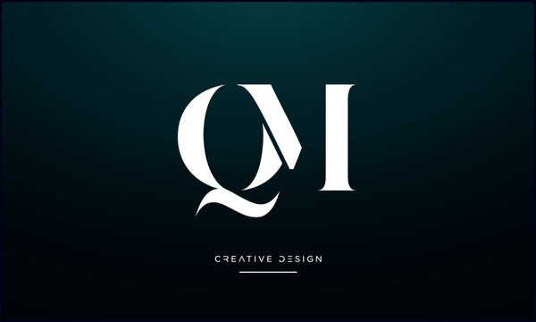Alphabet letters QM or MQ logo monogram
