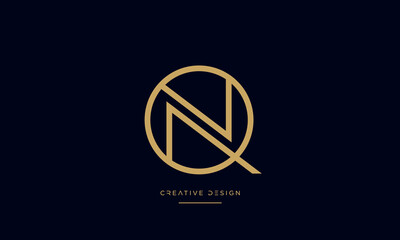 Alphabet letters QN or NQ logo monogram 