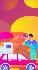 Buy insurance for car flat character vector concept operation illustration
