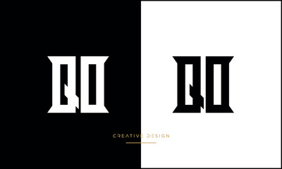 Alphabet letters QO or OQ logo monogram