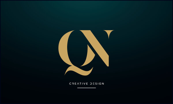 Alphabet letters QN or NQ logo monogram 