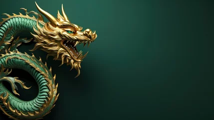Foto op Canvas Traditional green with gold chinese dragon with copy space. New Year of the Dragon 2024 © Philippova