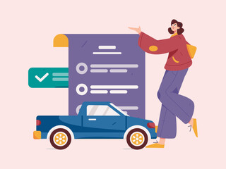 Buy insurance for car flat character vector concept operation illustration
