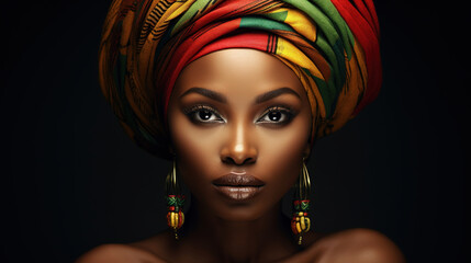 Naklejka premium Portrait of a beautiful black woman. Black History month concept